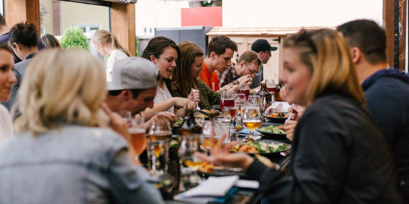 Friends at a beer festival